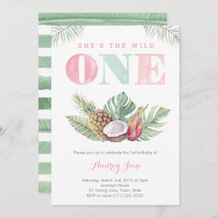 Invitación Primer cumpleaños del Chica Tropical Hawaiano Wild