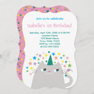 Invitación Primer cumpleaños del Chica Unicornio Rosa