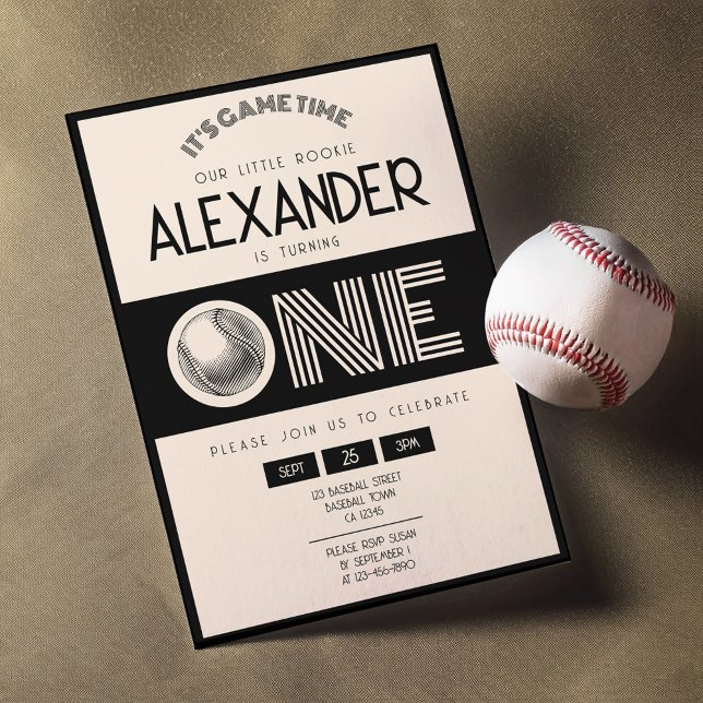 Invitación Primer cumpleaños del Clásico Retro de Béisbol Neg (Subido por el creador)