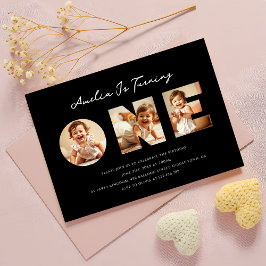 Invitación Primer cumpleaños del Collage de fotos de escritur