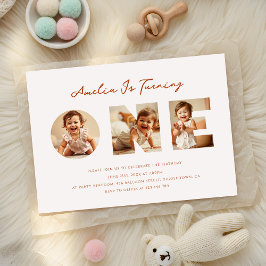 Invitación Primer cumpleaños del Collage de fotos de escritur