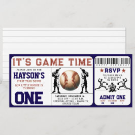 Invitación Primer cumpleaños del equipo de béisbol de fin de