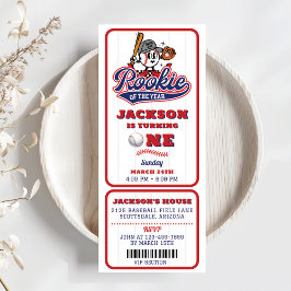 Invitación Primer cumpleaños del equipo de béisbol Rookie Of 