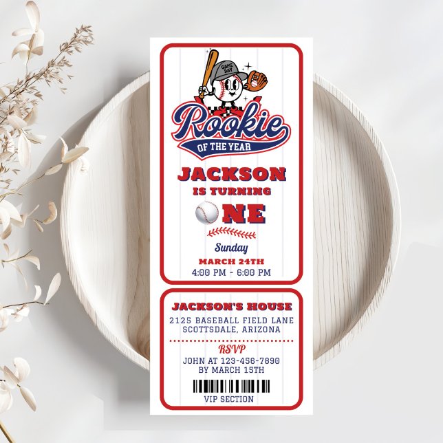 Invitación Primer cumpleaños del equipo de béisbol Rookie Of  (Subido por el creador)