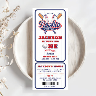 Invitación Primer cumpleaños del equipo de béisbol Rookie Of 
