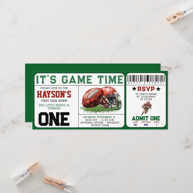 Invitación primer cumpleaños del equipo de fútbol de primer a (Anverso/Reverso In Situ)