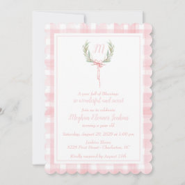 Invitación Primer cumpleaños del Escudo de Gingham Laurel Ros