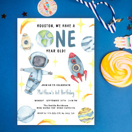 Invitación Primer cumpleaños del espacio astronauta