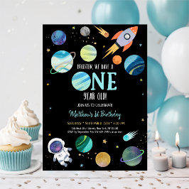 Invitación Primer cumpleaños del espacio exterior del astrona