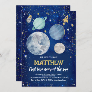 Invitación Primer cumpleaños del espacio ultraterrestre