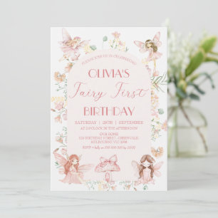 Invitación Primer cumpleaños del fantástico hálito rosado