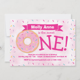 Invitación Primer cumpleaños del Fiesta Donut Rainbow Sprinkl