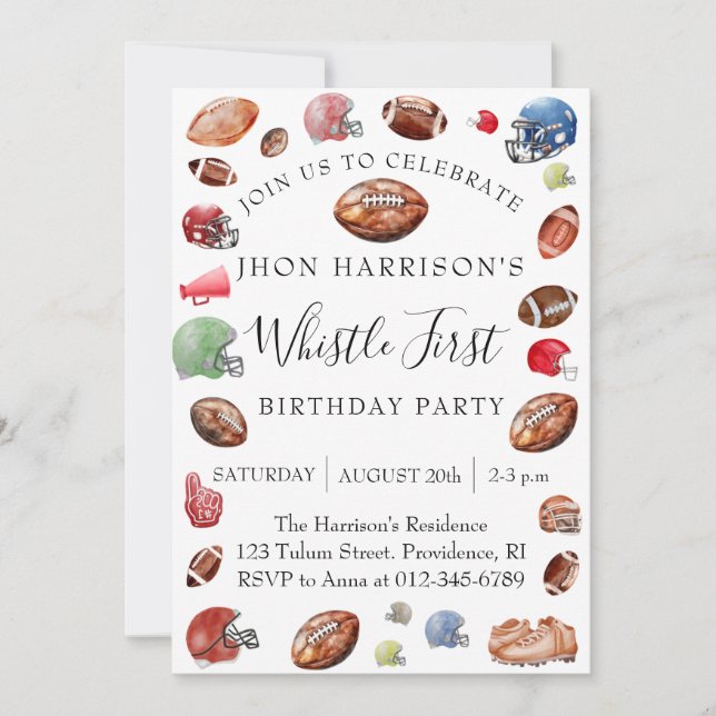 Invitación Primer cumpleaños del fútbol (Anverso)