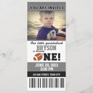 Invitación Primer cumpleaños del fútbol _ GRIS/NEGRO