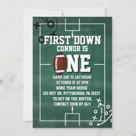 Invitación Primer cumpleaños del fútbol hacia abajo