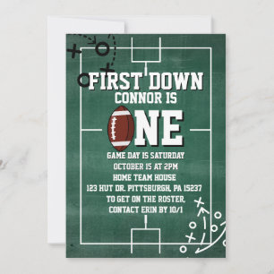 Invitación Primer cumpleaños del fútbol hacia abajo