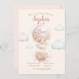 Invitación Primer cumpleaños del globo aerostático de Chica d