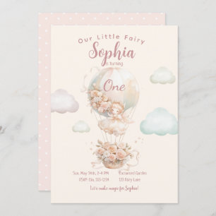 Invitación Primer cumpleaños del globo aerostático de Chica d