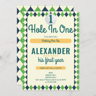 Invitación Primer cumpleaños del Hole in One Par-Tee Golf