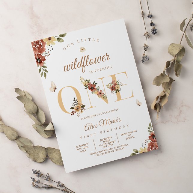 Invitación Primer cumpleaños del Jardín de Flores Silvestres (Subido por el creador)