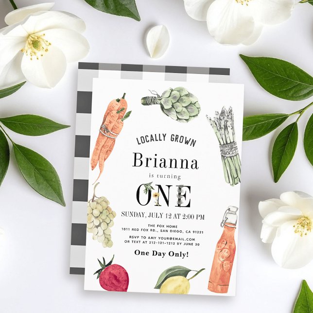 Invitación Primer cumpleaños del mercado de agricultores loca (Subido por el creador)