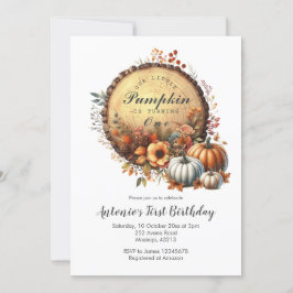 Invitación Primer cumpleaños del Naranja Quemado de Calabaza 