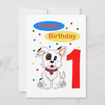 Primer cumpleaños del niño Cachorro lindo y Colorf