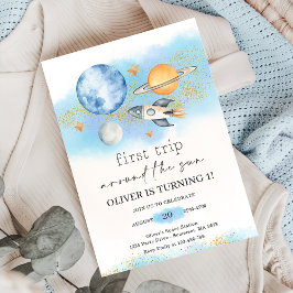 Invitación Primer cumpleaños del niño de Planetas del Espacio