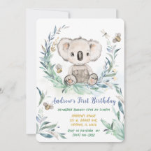 Primer cumpleaños del niño Koala personalizado