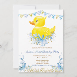 INVITACIÓN PRIMER CUMPLEAÑOS DEL NIÑO PATO DE GOMA