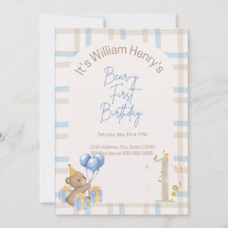 Invitación Primer cumpleaños del oso