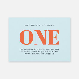 Invitación Primer cumpleaños del Pastel moderno azul y rojo