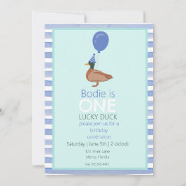 Invitación Primer cumpleaños del Pato Afortunado