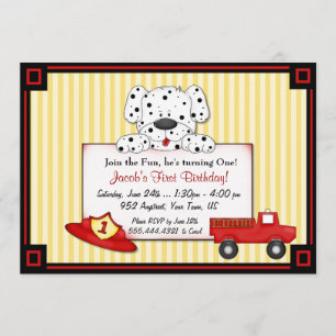 Invitación Primer cumpleaños del pequeño bombero