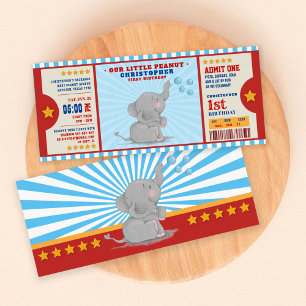 Invitación Primer cumpleaños del pequeño elefante de cacahuet
