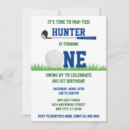 Invitación Primer cumpleaños del Preppy Blue and Green Golf P