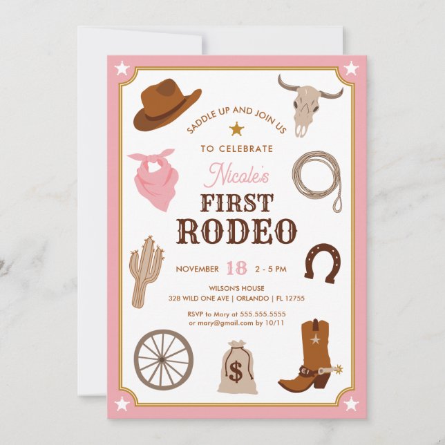 Invitación Primer cumpleaños del primer rodeo de la lechera r (Anverso)