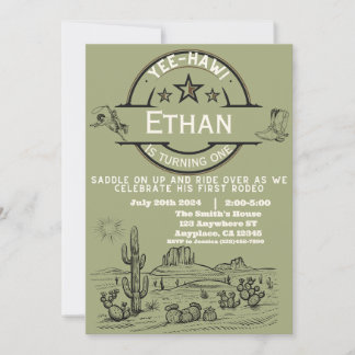 Invitación Primer cumpleaños del primer rodeo de los chicos d