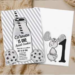 Invitación Primer cumpleaños del ratón de leche y galleta