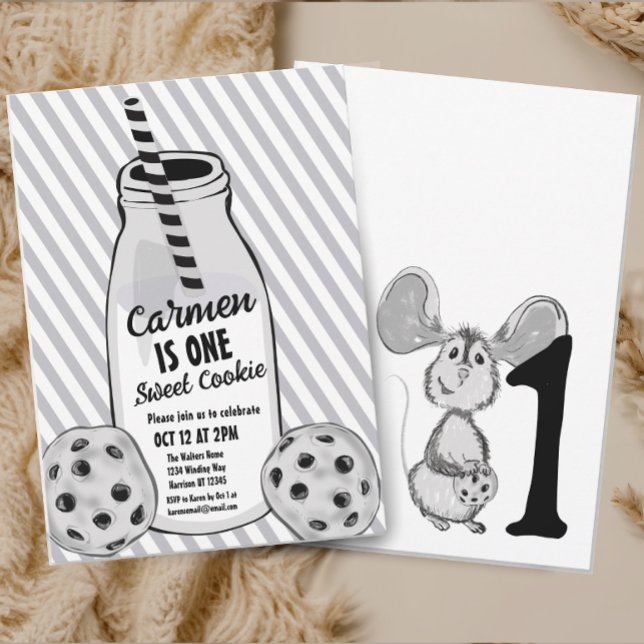 Invitación Primer cumpleaños del ratón de leche y galleta (Subido por el creador)