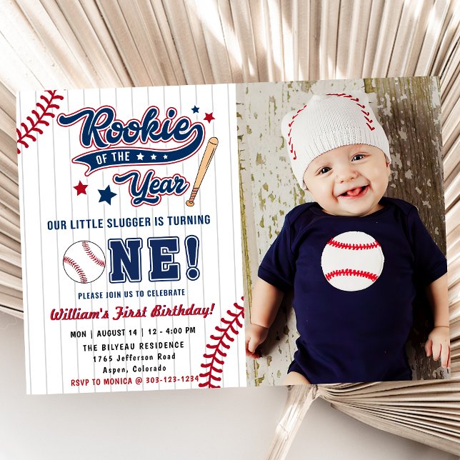 Invitación Primer cumpleaños del Rookie of the Year del Béisb (Subido por el creador)