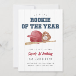 Invitación Primer cumpleaños del Rookie Rojo del Año del Béis