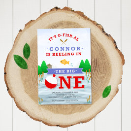 Invitación Primer cumpleaños del tema de la pesca colorida Bi