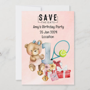 Invitación Primer cumpleaños del tenis Salven la fecha para e