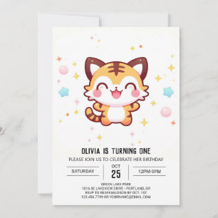 Invitación Primer cumpleaños del tigre mágico personalizado