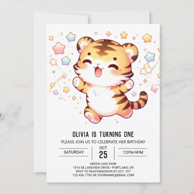 Invitación Primer cumpleaños del Tigre Pequeño (Anverso)