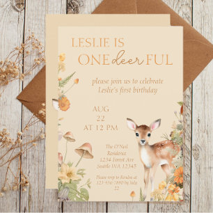 Invitación Primer cumpleaños del venado de Woodland
