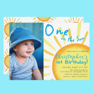 Invitación Primer Cumpleaños Del Verano Azul Uno En El Sol