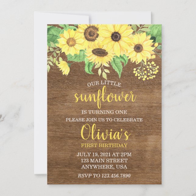 Invitación Primer cumpleaños del verano de la madera floral d (Anverso)