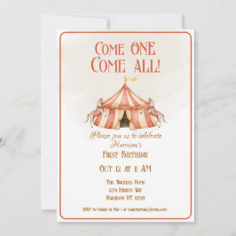 Invitación Primer cumpleaños del Whimsical Circus